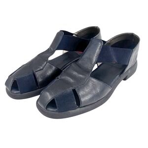 Aerosoles Womens Fisherman Sandals Navy Leather Elastic Flat Narrow Width 7B